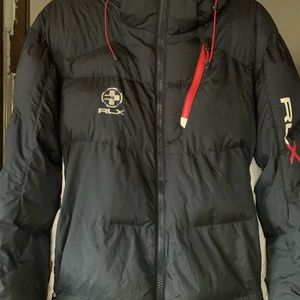 Ralph Lauren RLX Gent’s Size Down & Feathers Hooded Jacket Navy & White